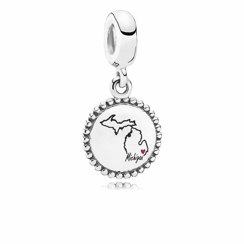 Pandora Michigan State Heart Charm - Sterling Silver/Enamel/Black - Canada | PR9013RK